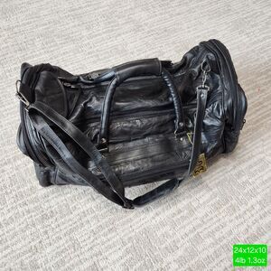 Patchwork leather duffle bag black size 24"